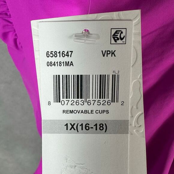 Becca Rebecca Virtue  Swimsuit Pink Strappy One Piece Plus Size 1X - Picture 5 of 8